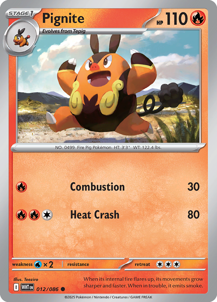 Pignite - Card #012 from Pokemon TCG White Flare set