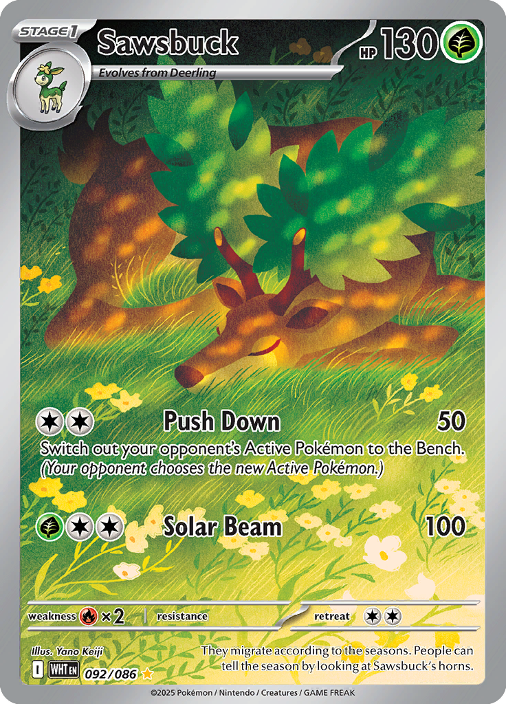 Sawsbuck - Card #092 from Pokemon TCG White Flare set