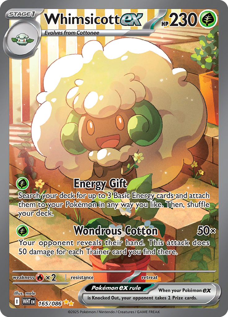 Whimsicott ex - Card #165 from Pokemon TCG White Flare set